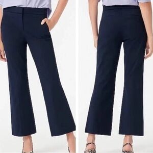 J. Crew Pants Hayden Cropped Kick Flare High Rise Flat Front Navy Size 14 Tall